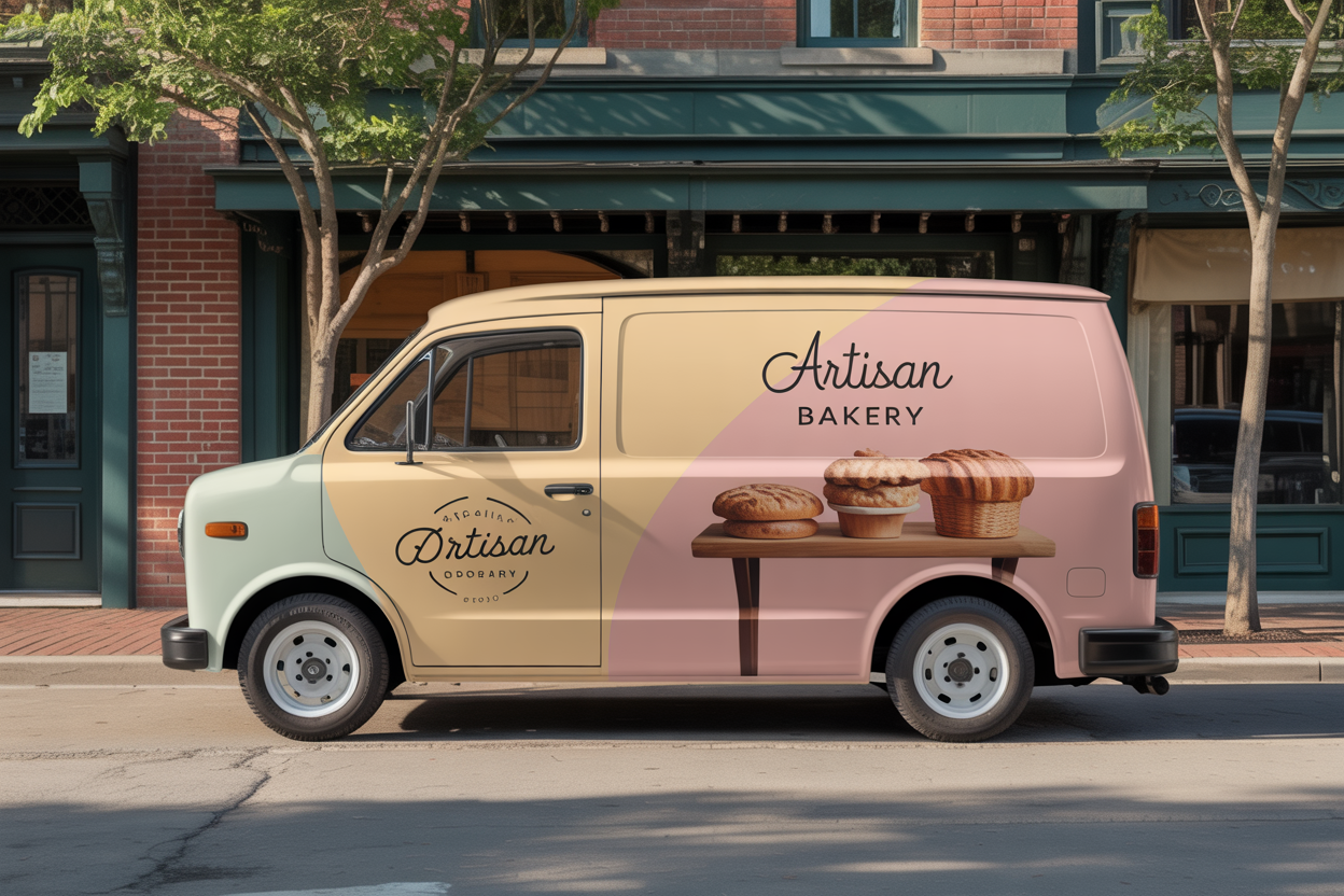 Branded vehicle wrap design by AI