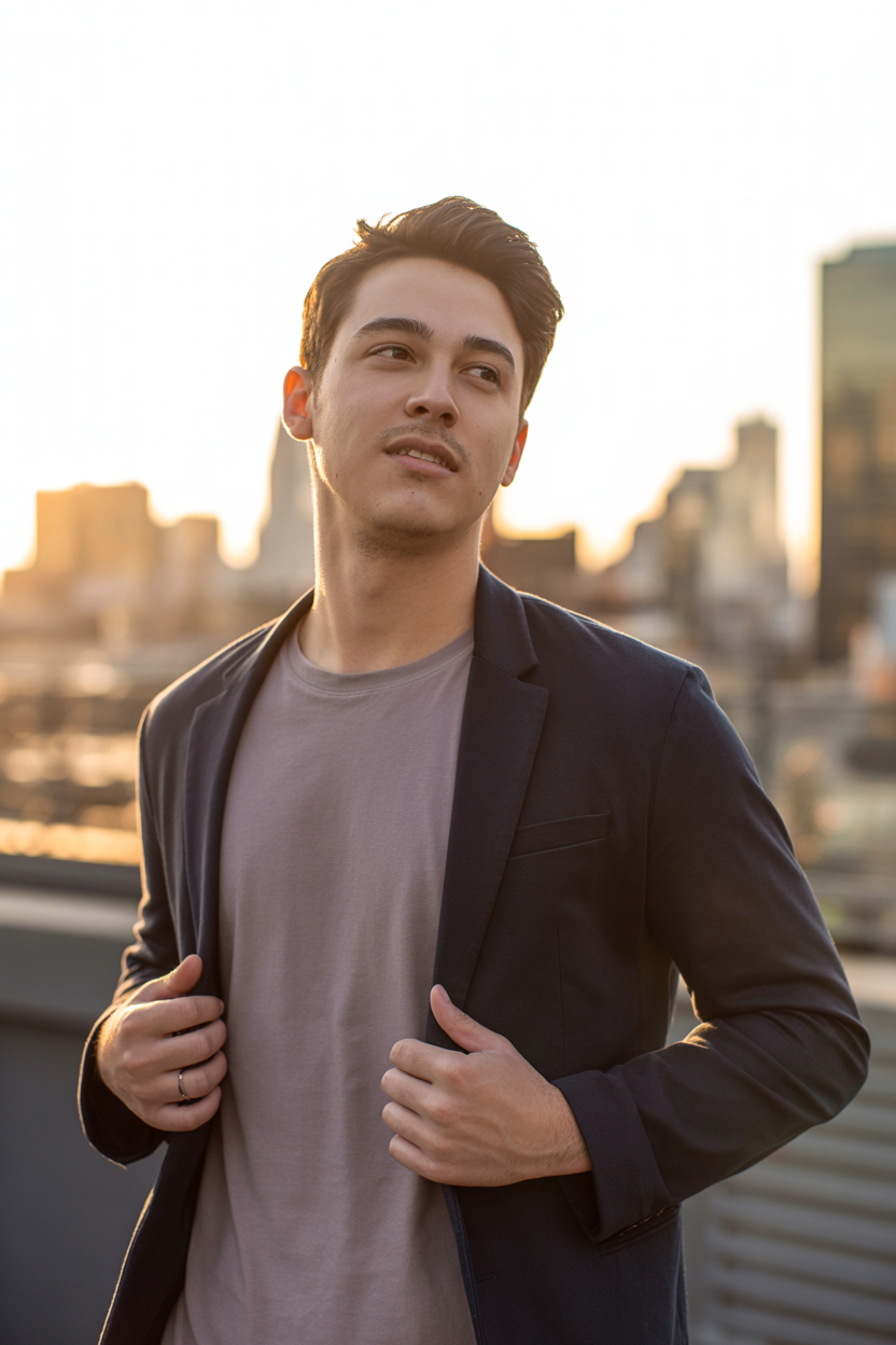 AI-generated portrait at golden hour