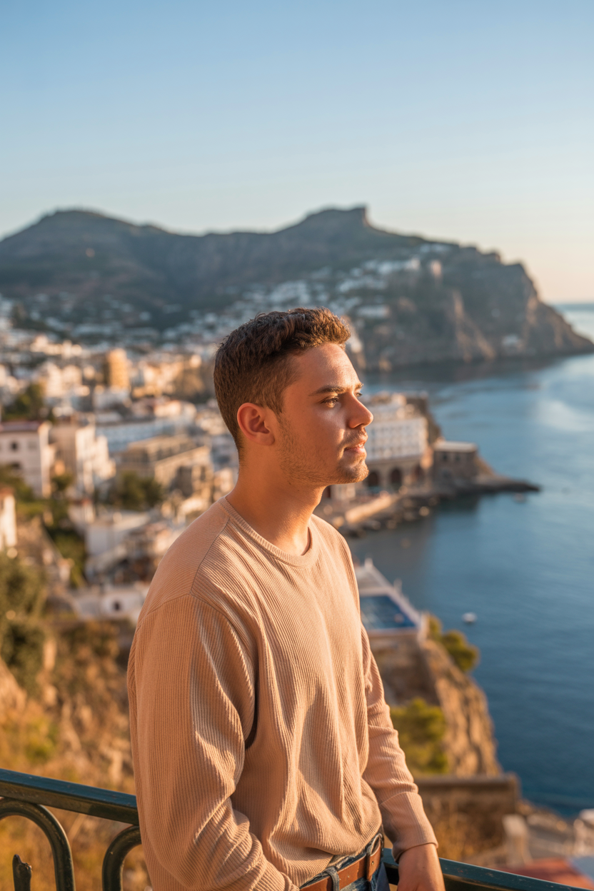 AI photo of you at a Mediterranean viewpoint