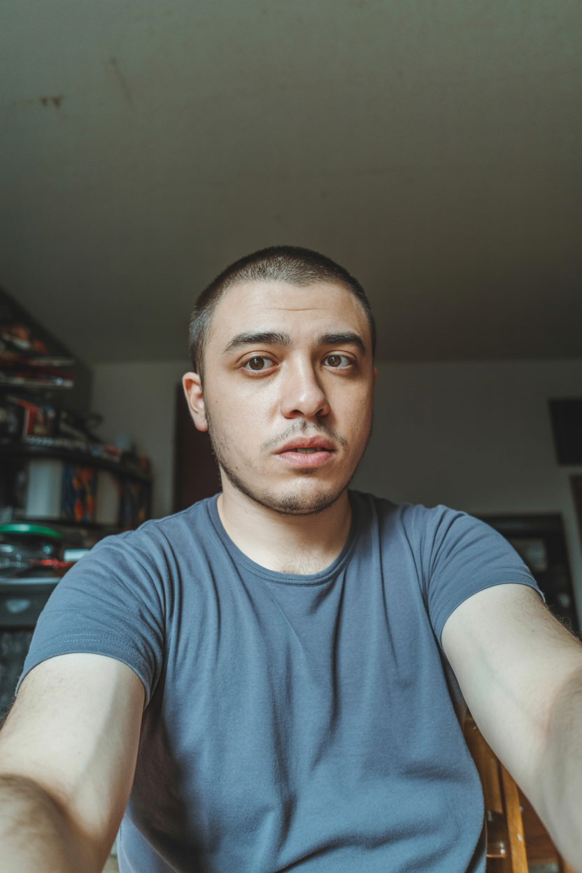 Before: casual apartment selfie