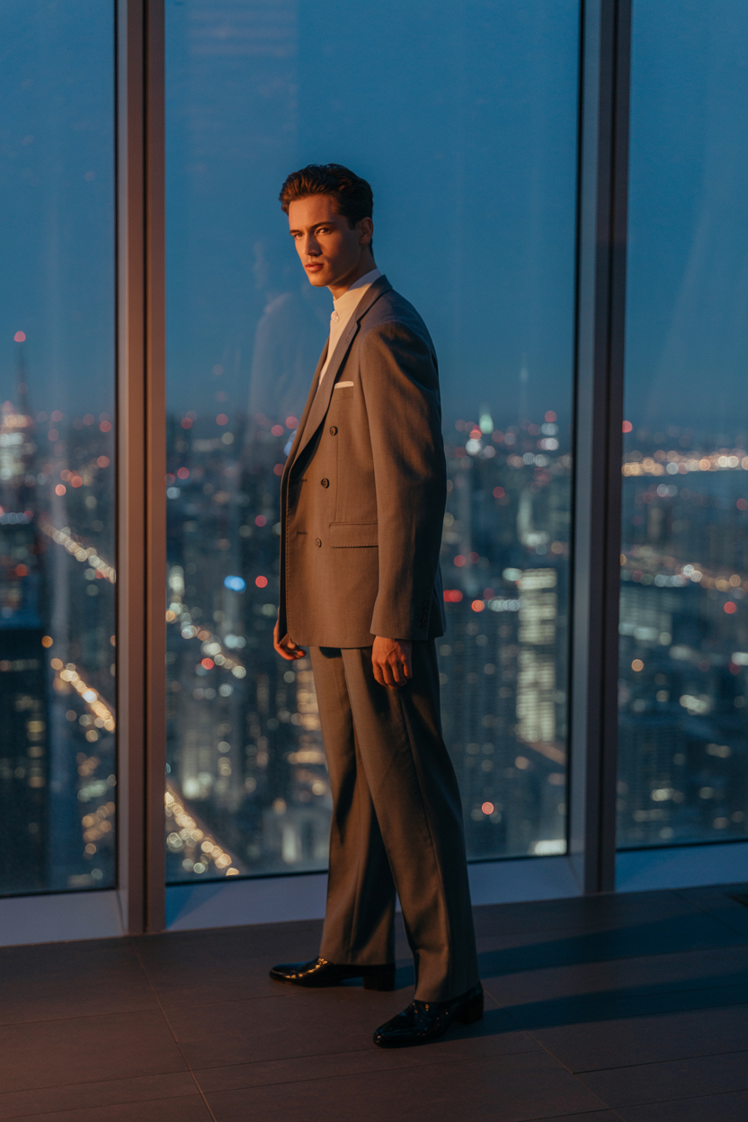 Man in luxury suit in modern penthouse
